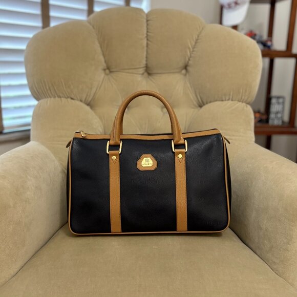 Morabito Handbags - VTG Auth MORABITO FRANCE Black Textured Leather Boston Satchel Bag